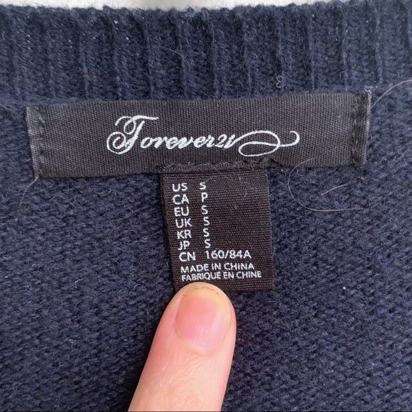 Forever 21 navy blue button up cardigan - Picture 3 of 4